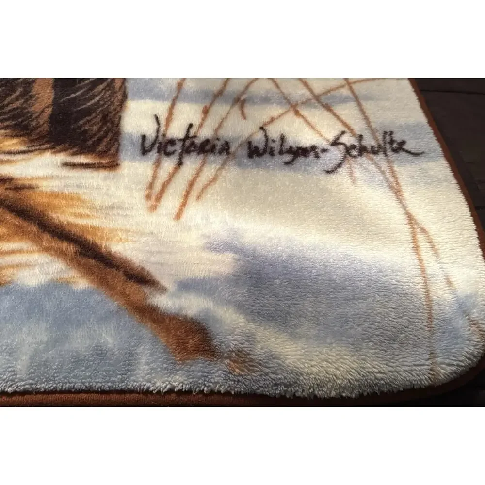 Vintage Fox Print Blanket Throw Fleece Wildlife 50 X 60 Victoria Wilgan-Schulte